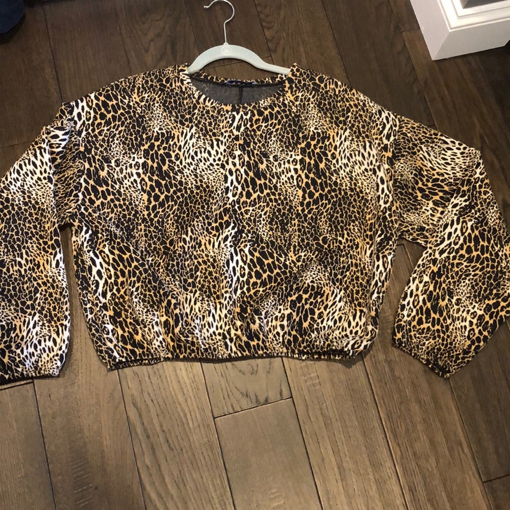 Zara animal print long sleeve top Large